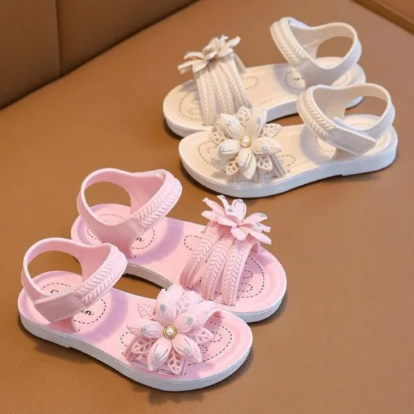 Sandales fille à scratch motif fleuri – confort été et maintien idéal pour petites aventurières – Image 3