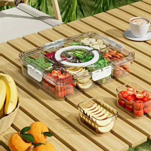 Boîte compartimentée pour snacks en voiture
