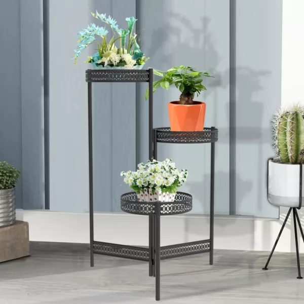 Porte-plantes extérieur en métal pliable – Image 3