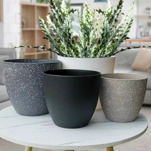 Pot de fleurs extérieur effet pierre léger