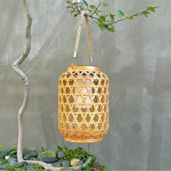 Lampe solaire extérieur en bambou – Image 4