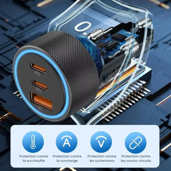 Adaptateur usb voiture pour chargement rapide – Image 5