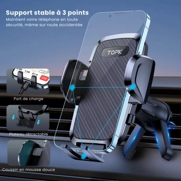 Support téléphone voiture ventilation voyage longue distance – Image 4