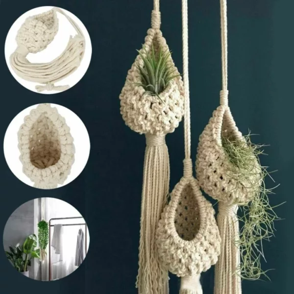 Suspension extérieure en macramé naturel – Image 2
