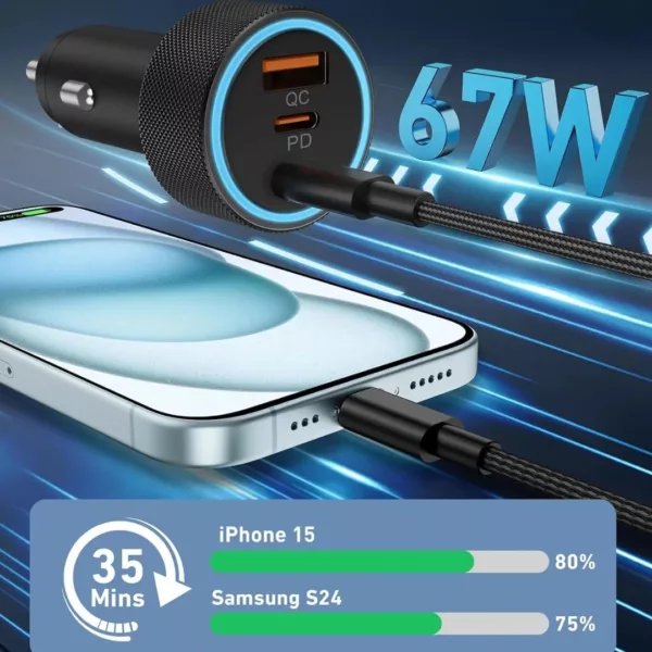 Adaptateur usb voiture pour chargement rapide – Image 6