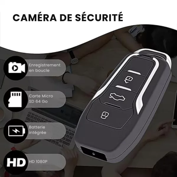 Caméra espion intégrée dans boîtier clé voiture – Image 3