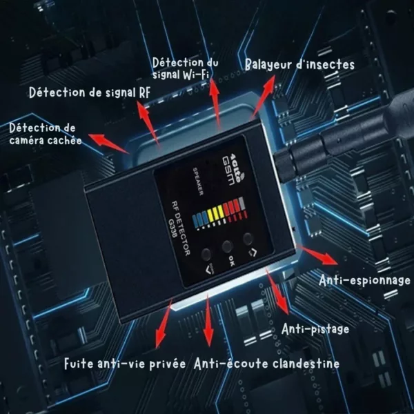 Détecteur de micros espions portatif multifréquence – Image 4