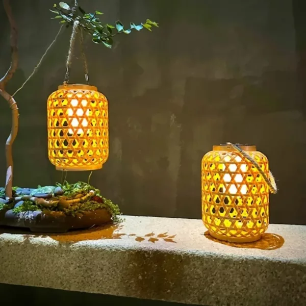Lampe solaire extérieur en bambou – Image 6