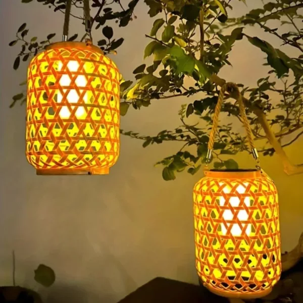 Lampe solaire extérieur en bambou – Image 7