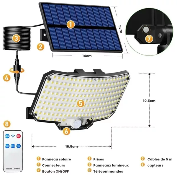 Lampe solaire extérieure avec capteur crépusculaire – Image 7