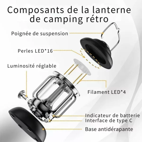 Lanternes extérieures rechargeables usb étanches – Lumière puissante et durable pour vos soirées en plein air – Image 4