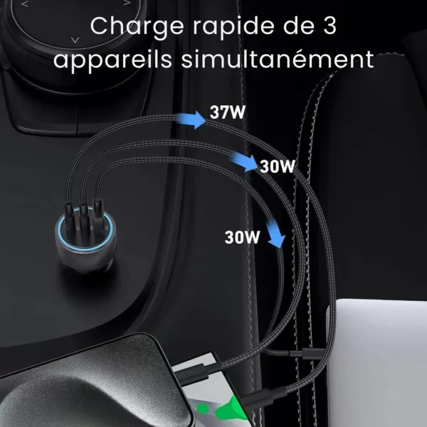 Adaptateur usb voiture pour chargement rapide – Image 3