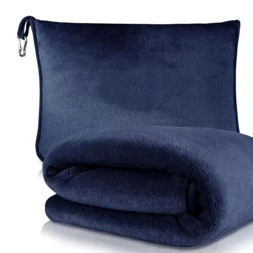 Oreiller de voyage convertible en couverture