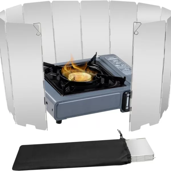 Pare-vent aluminium pliable réchaud – Cuisson efficace en plein air, coupe-vent compact pour bivouac et camping – Image 3
