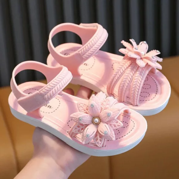 Sandales fille à scratch motif fleuri – confort été et maintien idéal pour petites aventurières – Image 4
