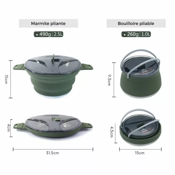 Ustensiles pliables silicone pour bivouac – légers, compacts et résistants pour cuisiner partout facilement – Image 3