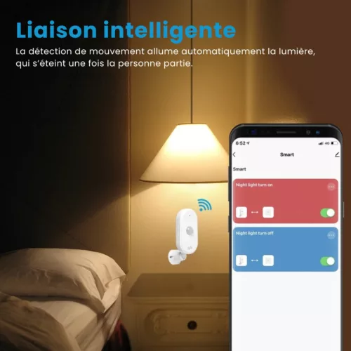 Alarme détecteur mouvement sans installation wifi – Sécurité instantanée sans travaux – Alerte mobile en temps réel