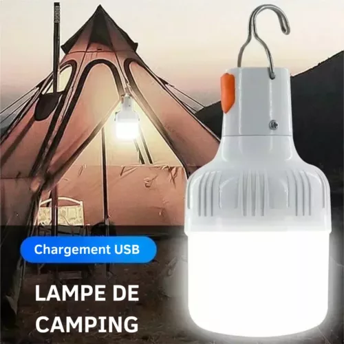 Ampoule LED Rechargeable pour camping – Éclairage puissant sans électricité – Idéale tente, bivouac, urgence