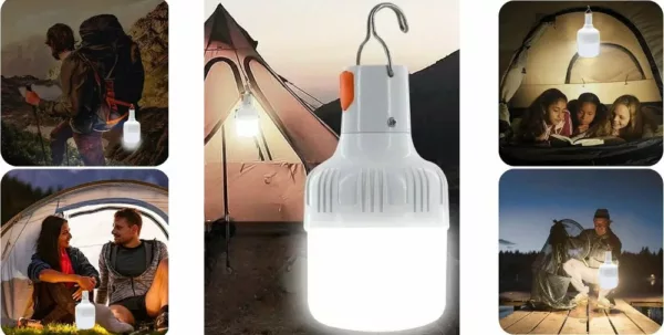 Ampoule LED Rechargeable pour camping – Éclairage puissant sans électricité – Idéale tente, bivouac, urgence