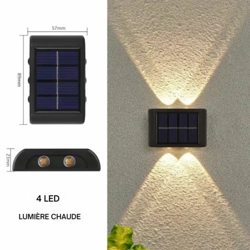 Applique solaire murale extérieure design – Éclairage automatique sans électricité pour jardin, terrasse ou entrée