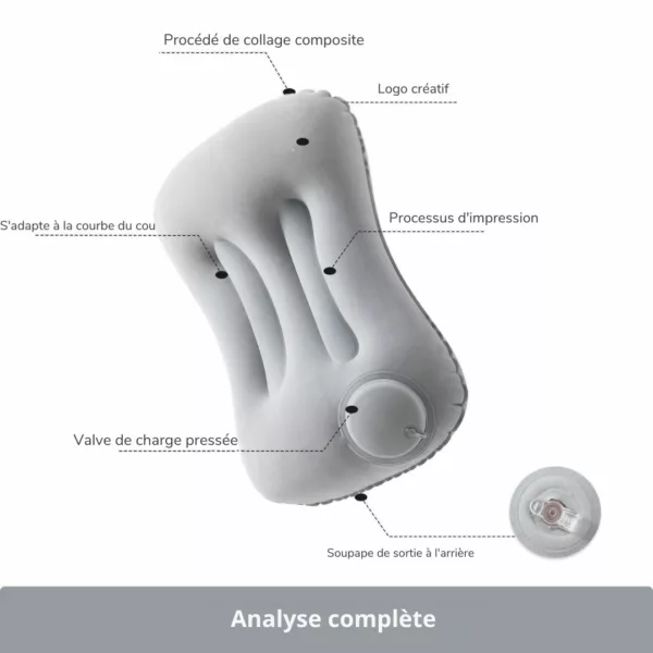 Appui-tête gonflable pour tente de camping – Confort ergonomique ultra-léger pour nuits réparatrices en pleine nature