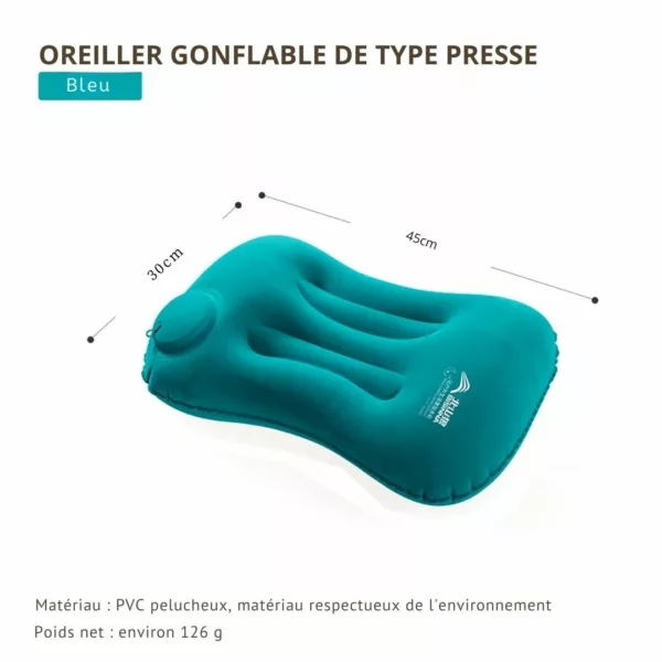 Appui-tête gonflable pour tente de camping – Confort ergonomique ultra-léger pour nuits réparatrices en pleine nature