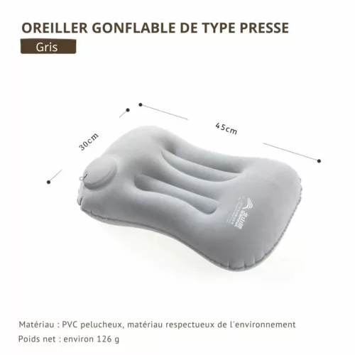 Appui-tête gonflable pour tente de camping – Confort ergonomique ultra-léger pour nuits réparatrices en pleine nature