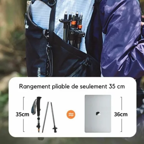 Bâton randonnée pliable antichoc – Léger, compact et stable pour marches confortables en terrain difficile