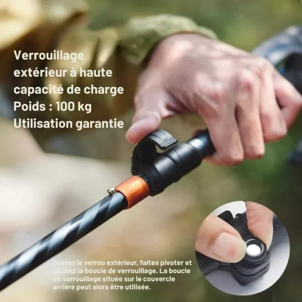 Bâton randonnée pliable antichoc – Léger, compact et stable pour marches confortables en terrain difficile