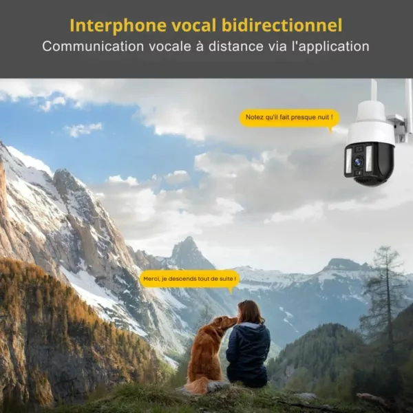 Caméra wifi extérieure rotative motorisée compacte – Sécurité 360° HD jour et nuit – Vision infrarouge et alerte smartphone