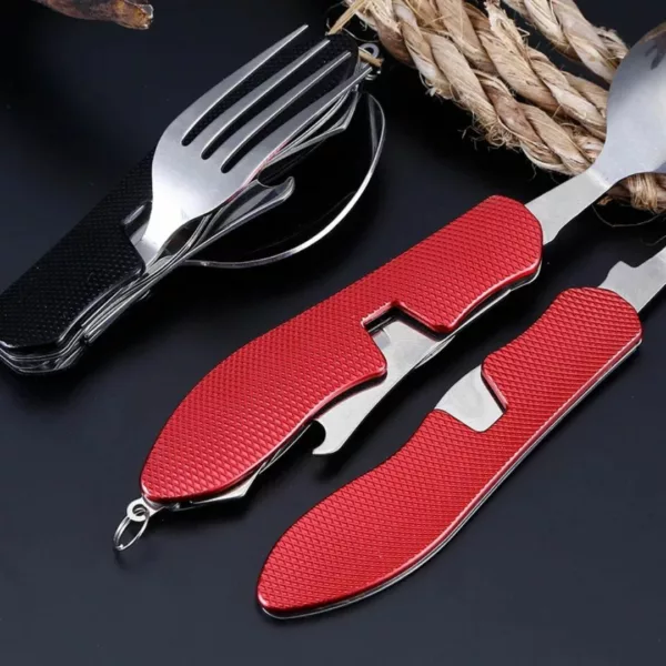 Cuillère fourchette couteau pliable camping – Compact et léger pour repas en plein air sans encombre