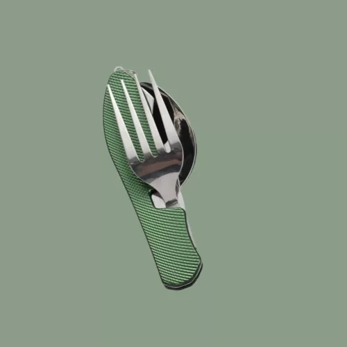 Cuillère fourchette couteau pliable camping – Compact et léger pour repas en plein air sans encombre