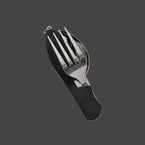 Cuillère fourchette couteau pliable camping – Compact et léger pour repas en plein air sans encombre