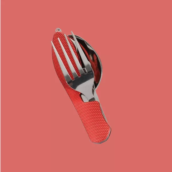 Cuillère fourchette couteau pliable camping – Compact et léger pour repas en plein air sans encombre