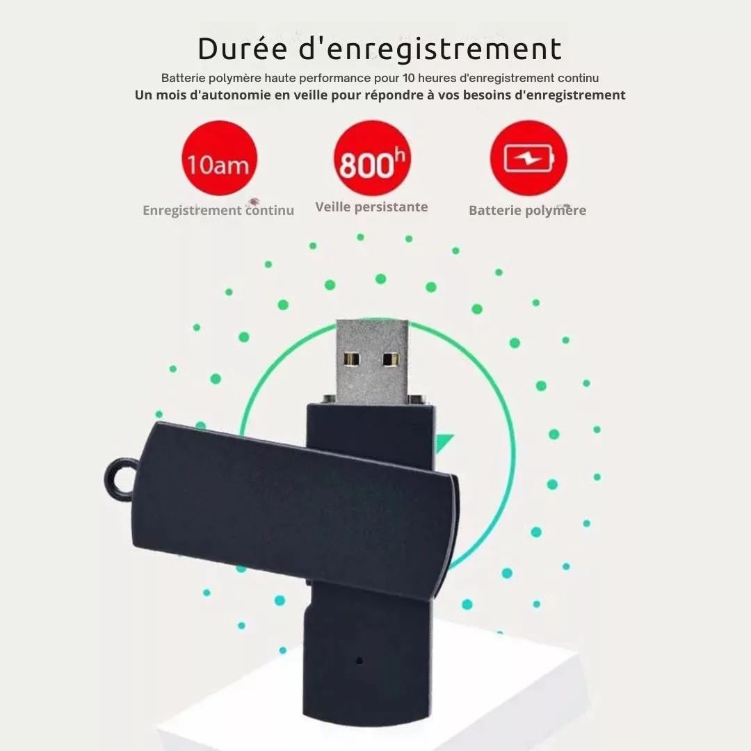 Enregistreur vocal espion format clé usb