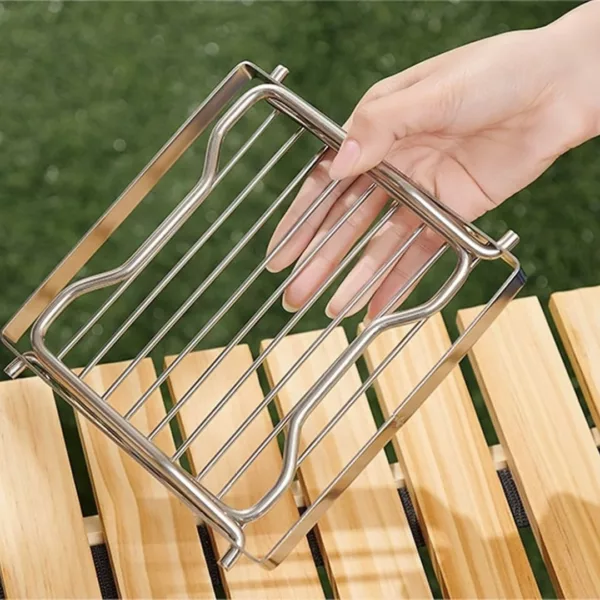 Grille pliable acier inox pour feu – Cuisson facile en plein air – Solide, légère et ultra-compacte pour barbecue nomade