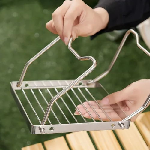 Grille pliable acier inox pour feu – Cuisson facile en plein air – Solide, légère et ultra-compacte pour barbecue nomade