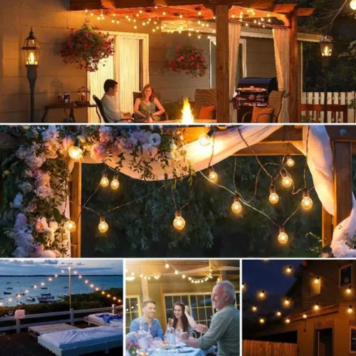 Guirlande extérieure ampoules effet vintage – Ambiance rétro chaleureuse pour jardin, terrasse ou soirée festive