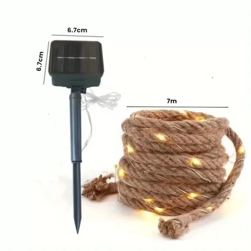 Guirlande solaire extérieure en fibres naturelles – Ambiance bohème éco-friendly pour jardins et terrasses