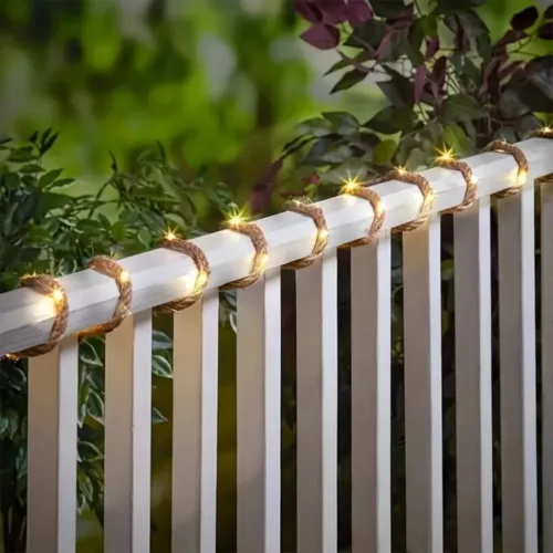 Guirlande solaire extérieure en fibres naturelles – Ambiance bohème éco-friendly pour jardins et terrasses