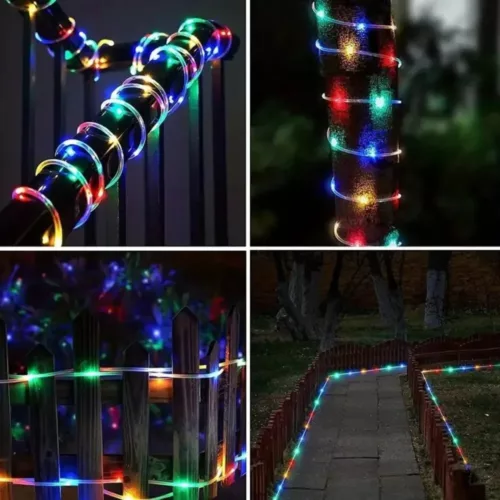 Guirlande solaire extérieure multicolore étanche – Ambiance festive en extérieur sans électricité – Résiste à la pluie et facile à installer