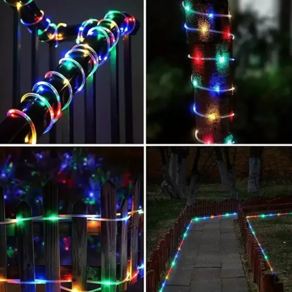 Guirlande solaire extérieure multicolore étanche – Ambiance festive en extérieur sans électricité – Résiste à la pluie et facile à installer