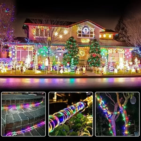 Guirlande solaire extérieure multicolore étanche – Ambiance festive en extérieur sans électricité – Résiste à la pluie et facile à installer