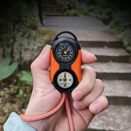 Kit de boussole thermomètre pour randonnée – Orientation fiable et température en un clin d’œil – Idéal survie et plein air