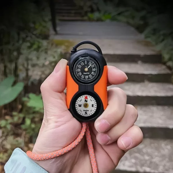 Kit de boussole thermomètre pour randonnée – Orientation fiable et température en un clin d’œil – Idéal survie et plein air
