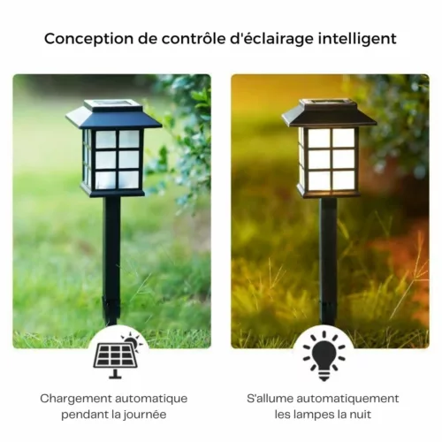 Lampe solaire à planter pour allée jardin – Éclairage extérieur automatique et écologique – Ambiance chaleureuse sans fil