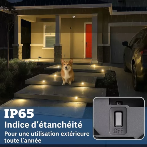 Lampe solaire extérieure pour escalier – Éclairage automatique sans fil, sécurité et design éco pour vos marches