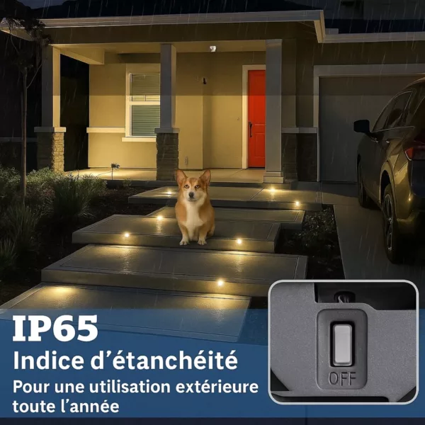 Lampe solaire extérieure pour escalier – Éclairage automatique sans fil, sécurité et design éco pour vos marches