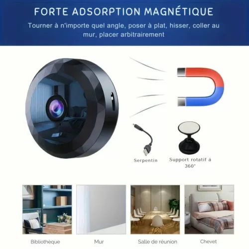 Mini caméra espion rotative avec wifi