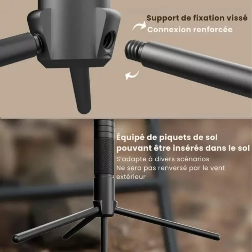 Mini trépied réglable lampe camping – Éclairage stable en plein air, léger et compact pour bivouac